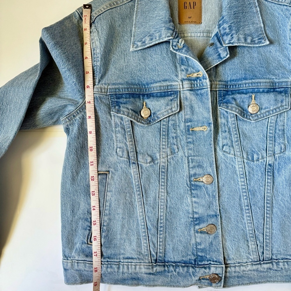 GAP Denim Jacket Medium Wash Blue Medium Petite - Picture 6 of 8
